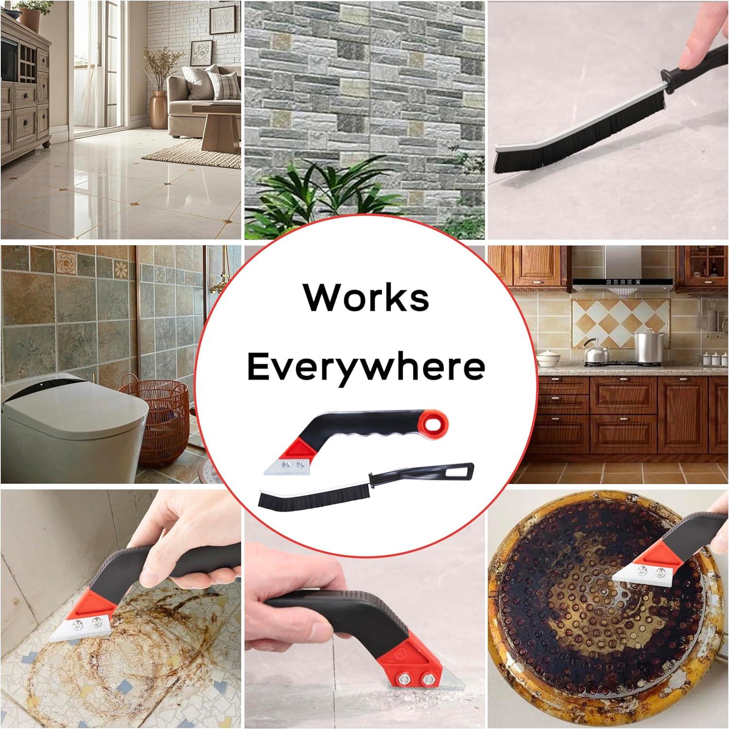 Kit de Herramientas para Remoción de Lechada MaxMona - 2 Raspadores, 6 Cuchillas, 2 Cepillos