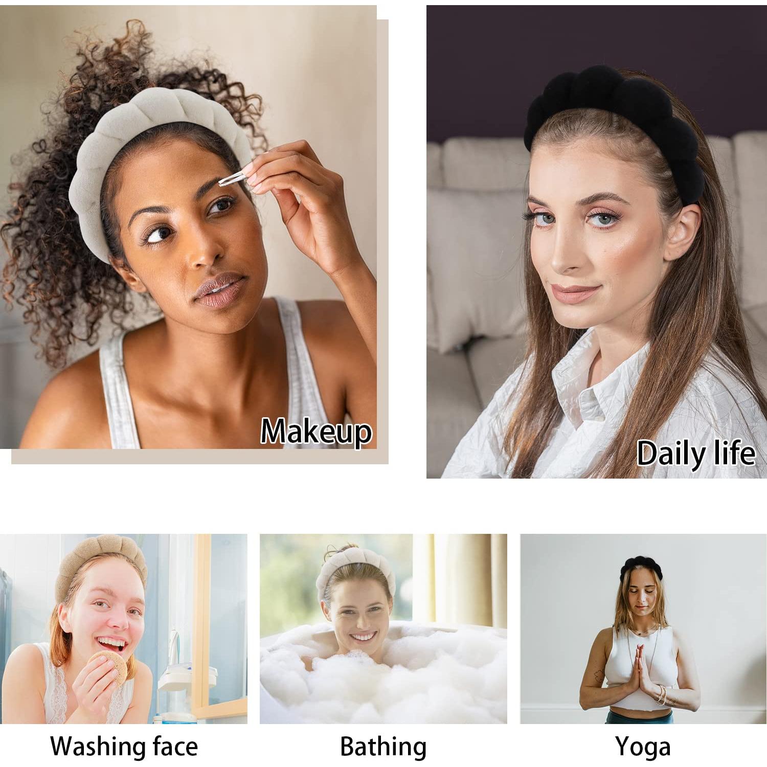 Banda de Spa WHAVEL 3 Pack para Cuidado de la Piel - Suave y Absorbente