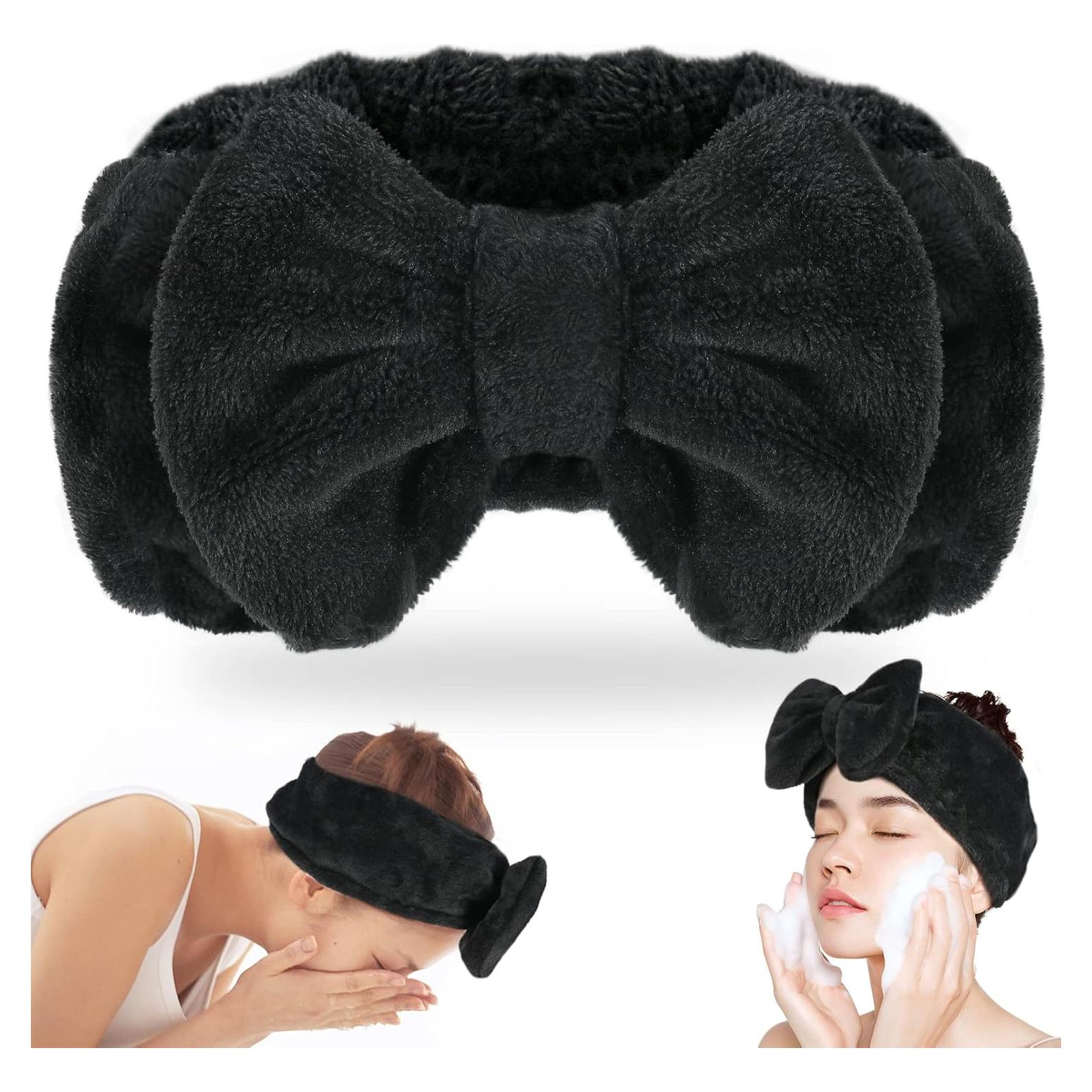 Cinta para la cabeza Shintop Spa negra de felpa suave 12x21 cm