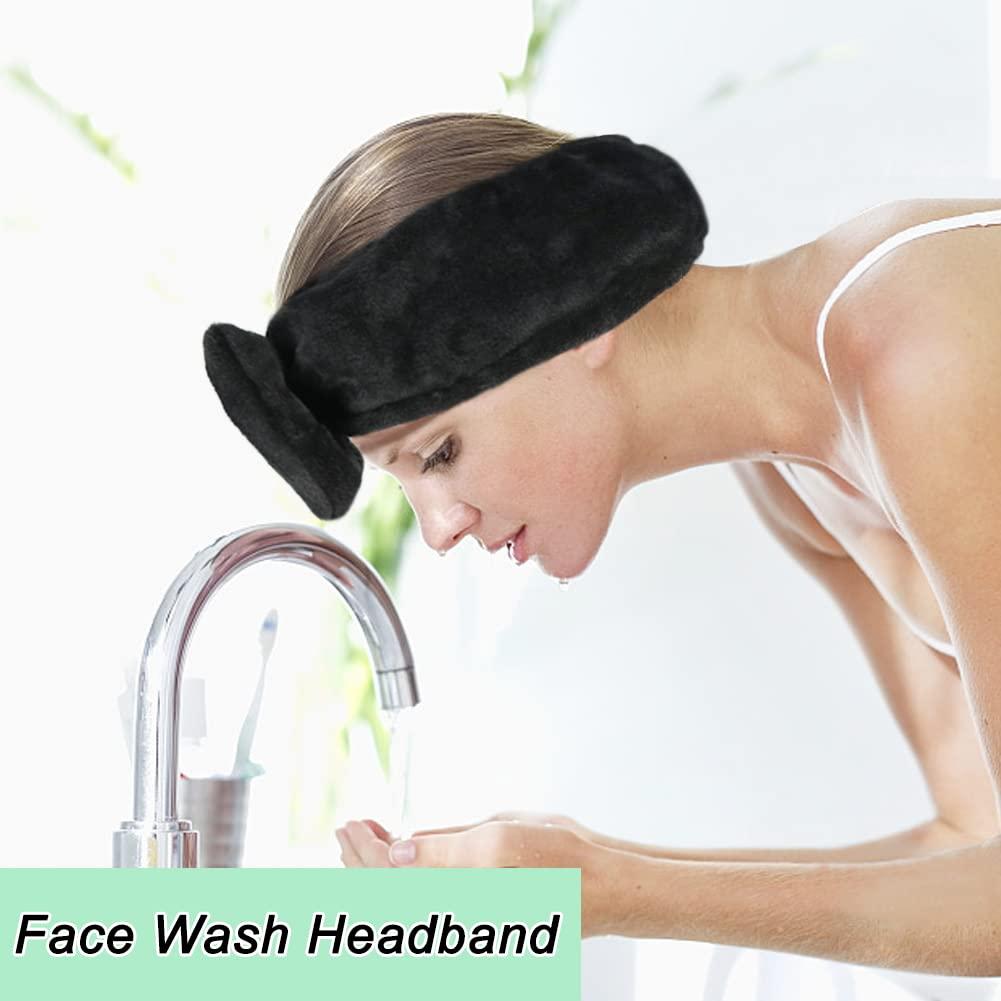 Cinta para la cabeza Shintop Spa negra de felpa suave 12x21 cm