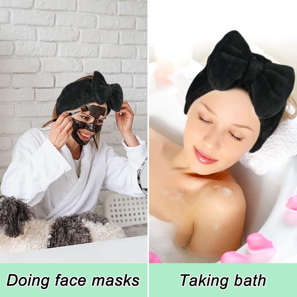 Cinta para la cabeza Shintop Spa negra de felpa suave 12x21 cm