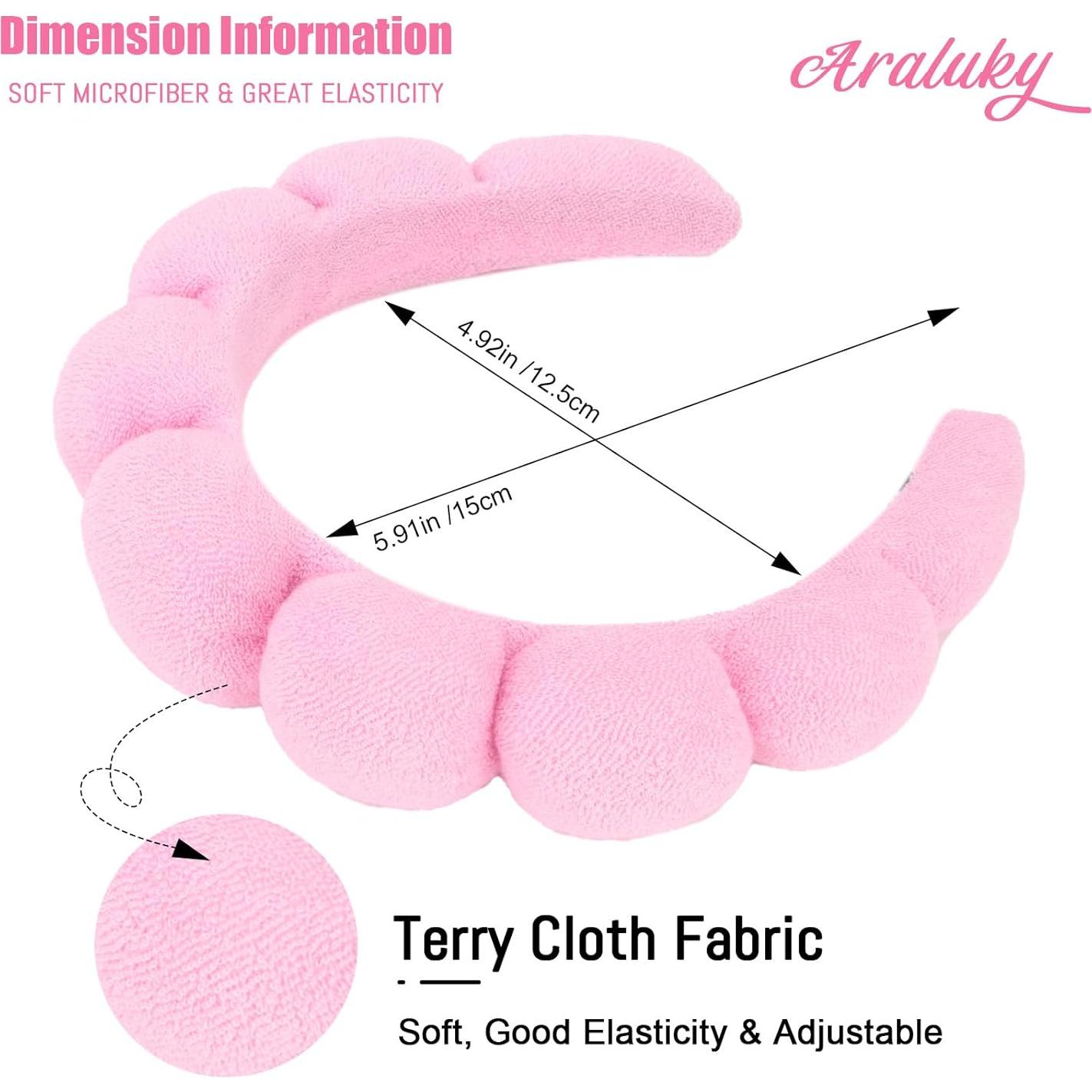 Diadema de Spa Rosa Araluky para Cuidado Facial y Yoga