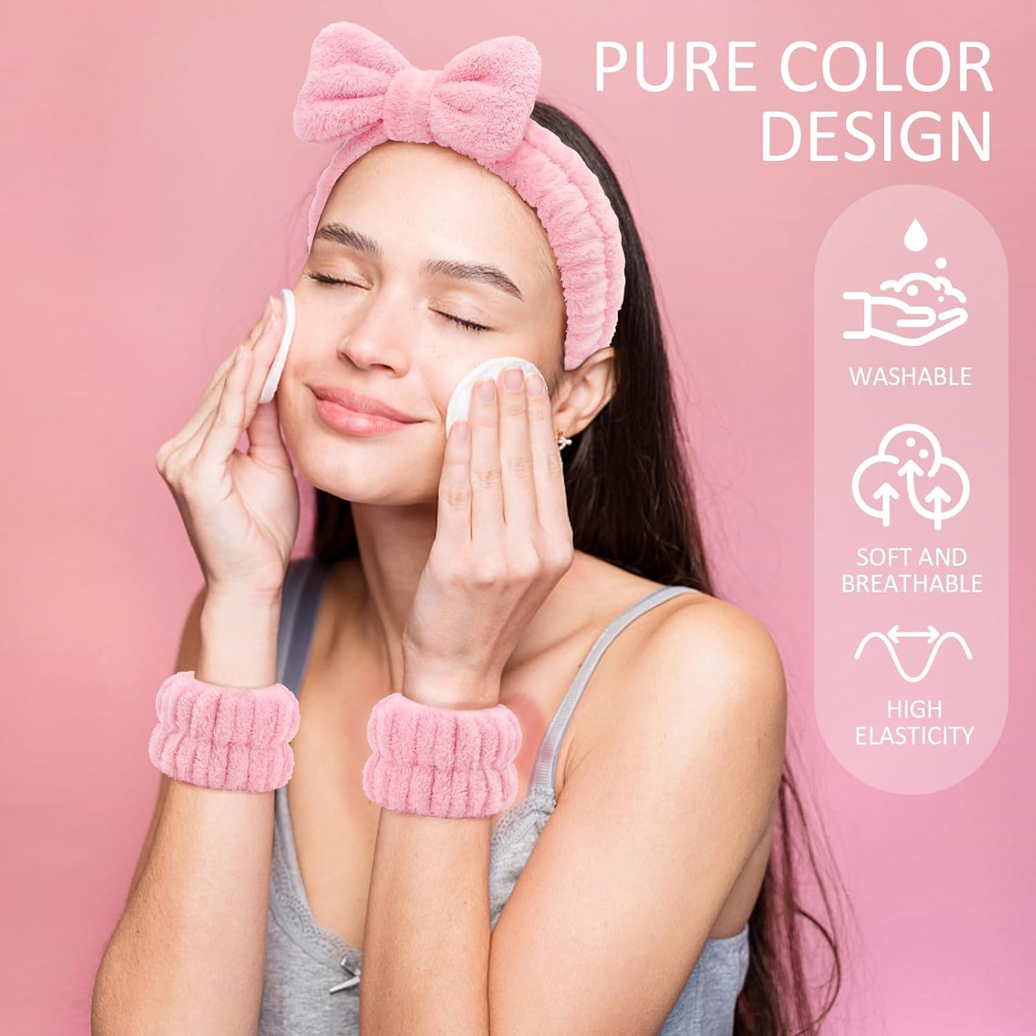 Conjunto de Lavado Facial EIMMBD 9 PZS Microfibra Rosa Blanco