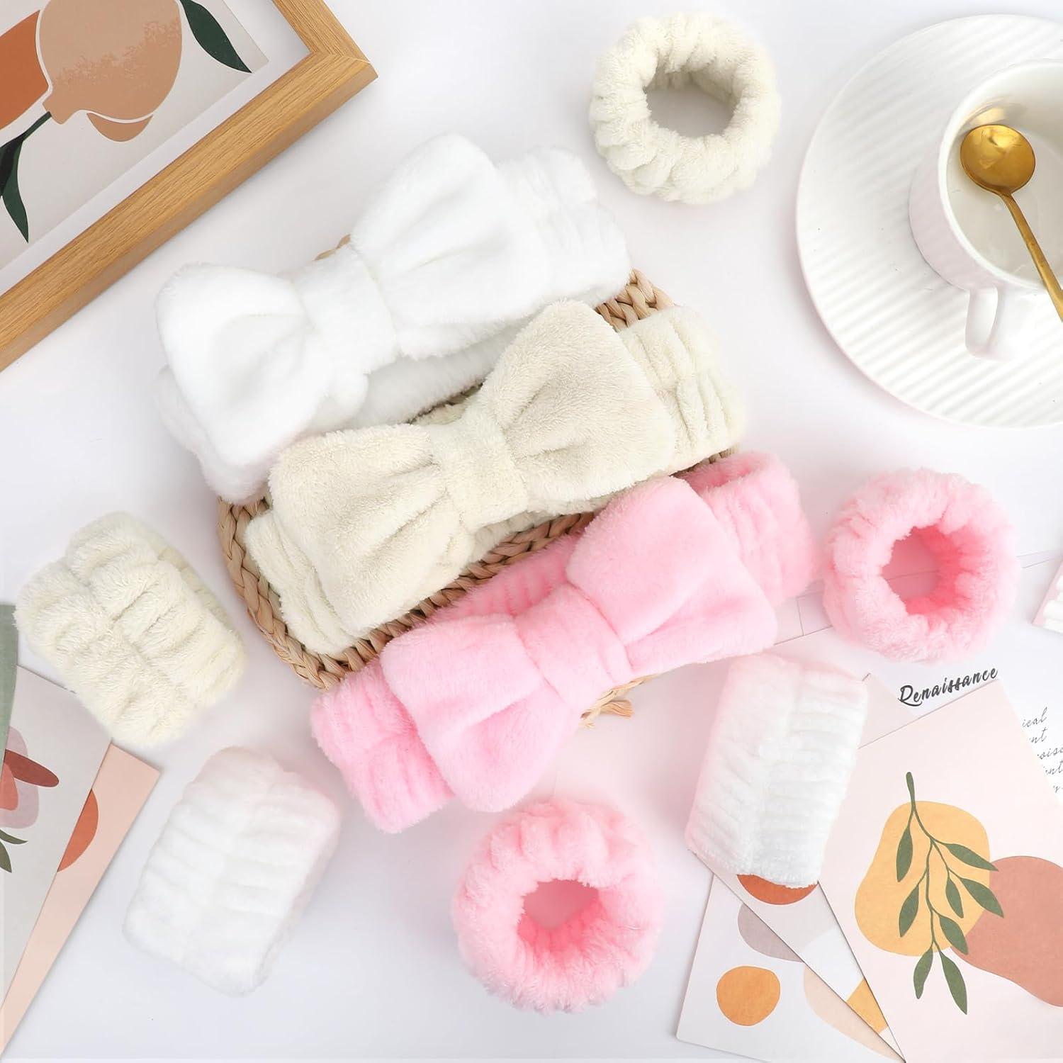 Conjunto de Lavado Facial EIMMBD 9 PZS Microfibra Rosa Blanco