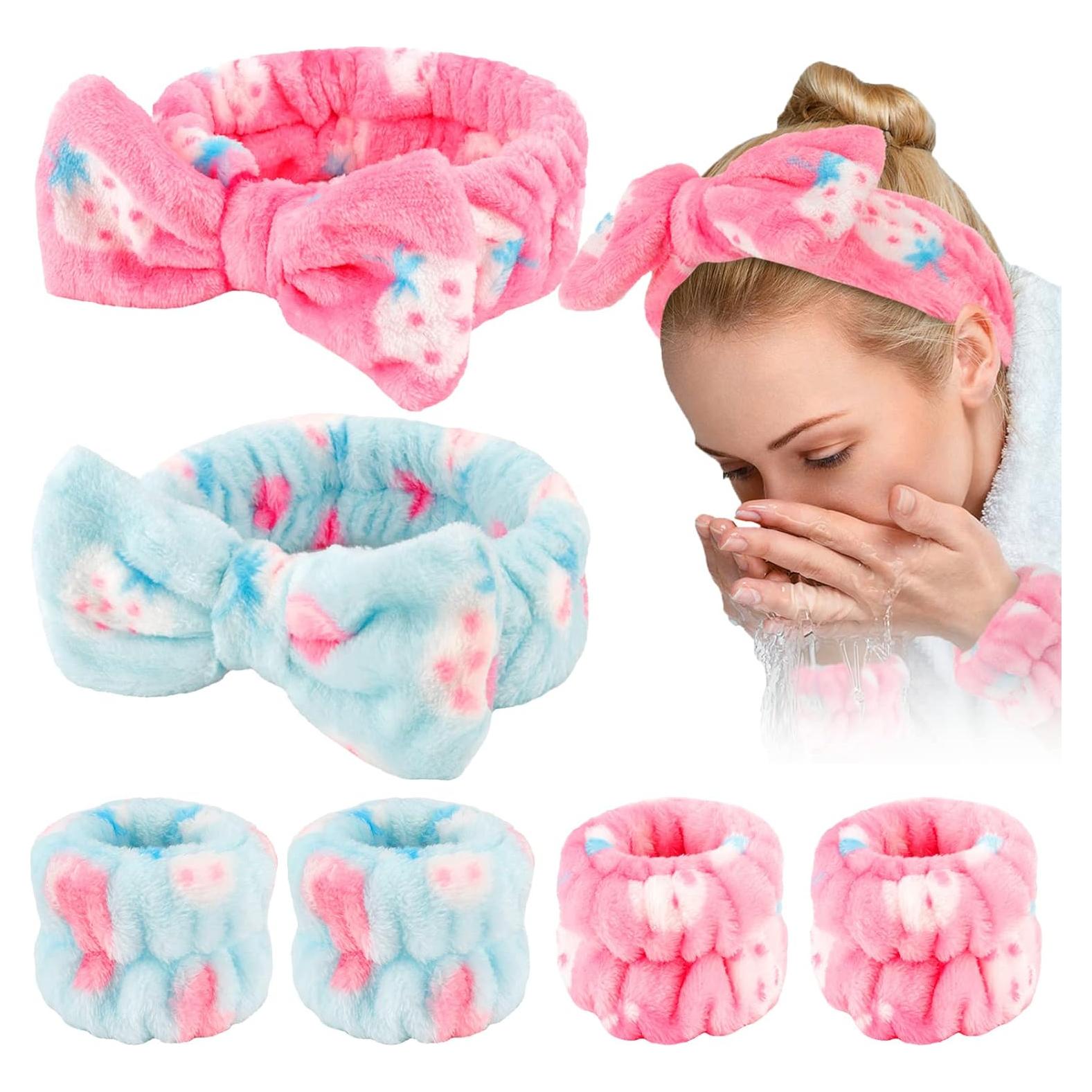 Conjunto Diademas y Muñequera Spa WHAVEL 6 Piezas Fresa