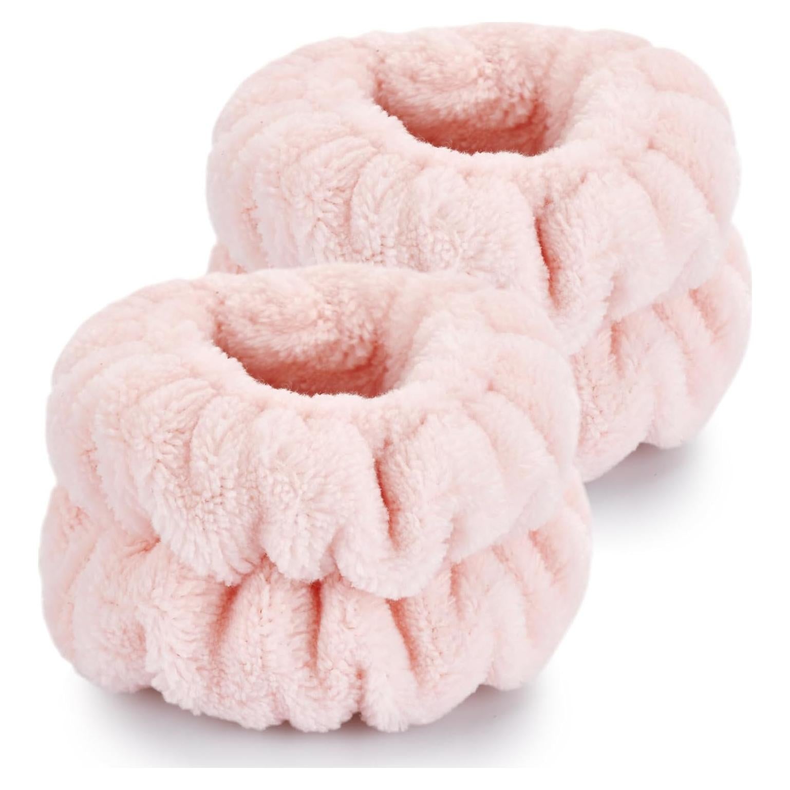 Brazaletes de Microfibra Dorbetar para Lavar la Cara - Rosa Pálido