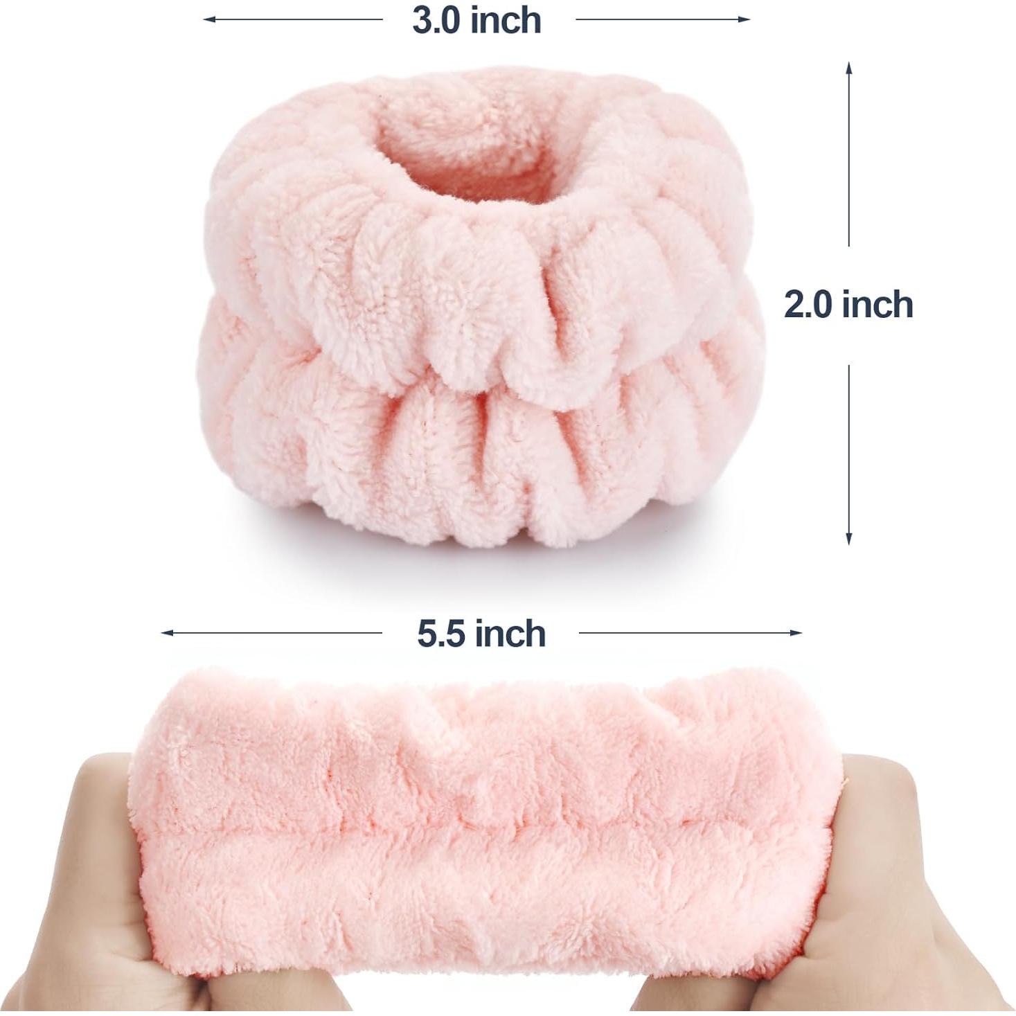 Brazaletes de Microfibra Dorbetar para Lavar la Cara - Rosa Pálido