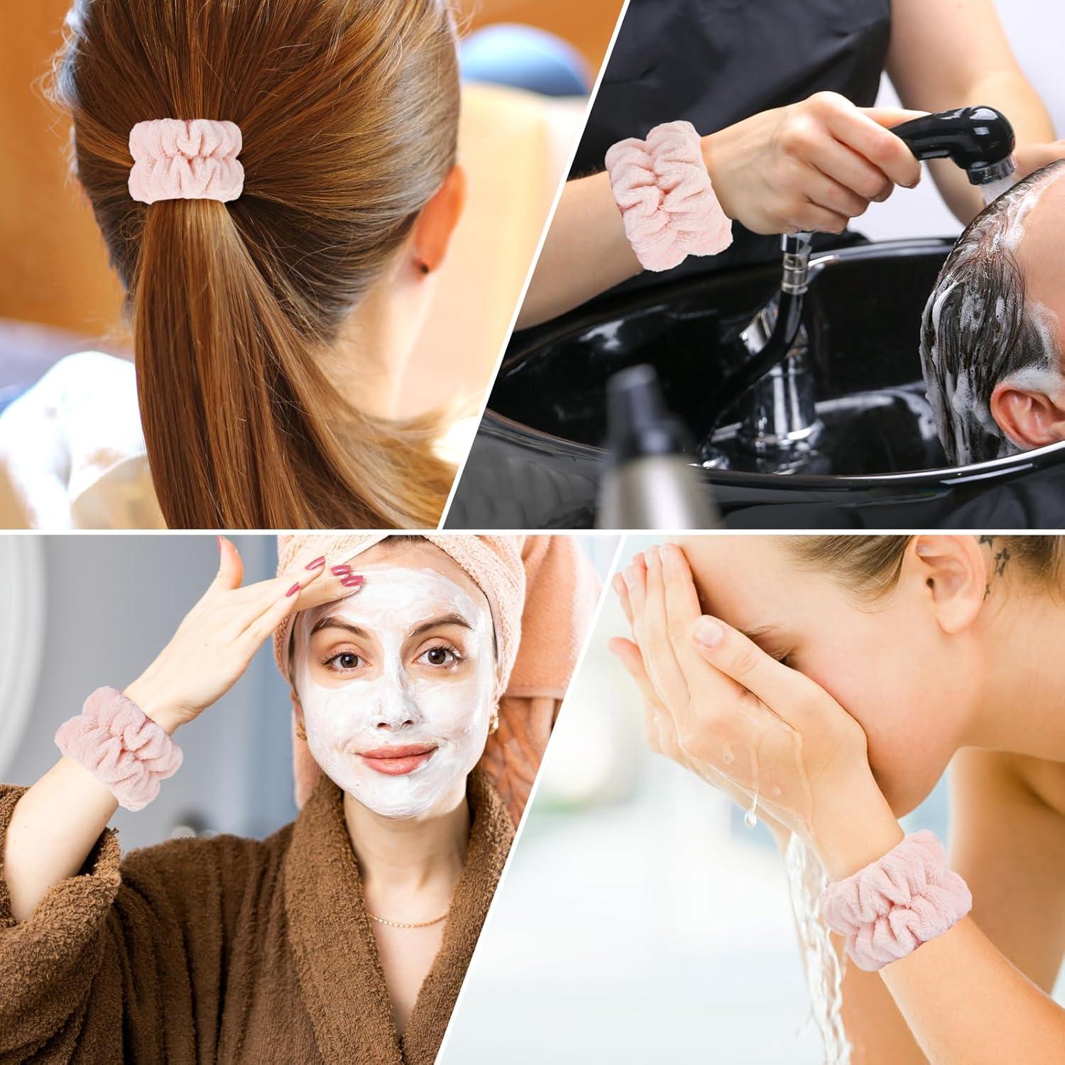 Brazaletes de Microfibra Dorbetar para Lavar la Cara - Rosa Pálido