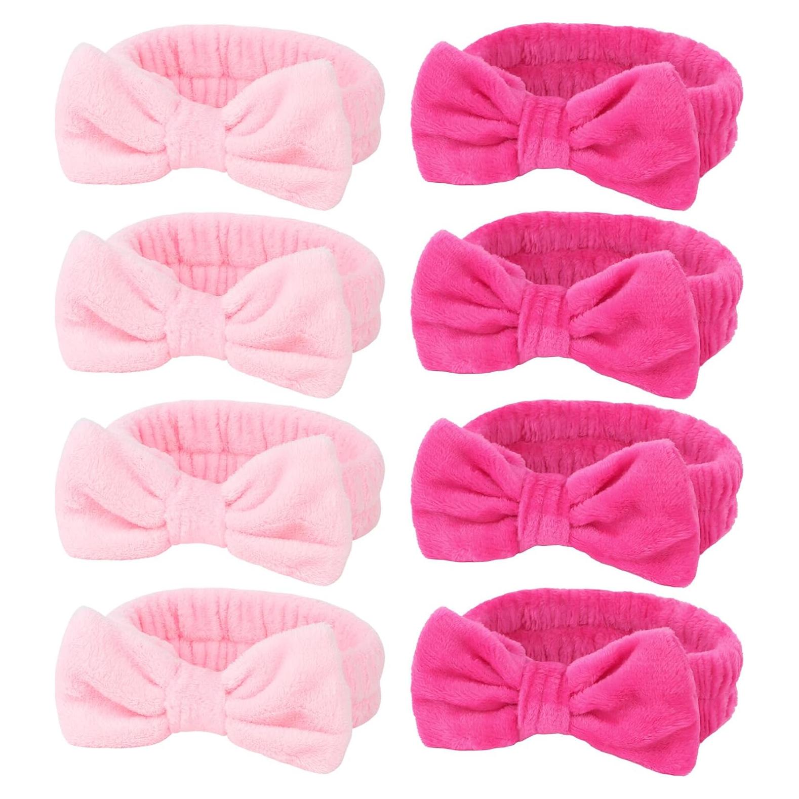 Diademas de Spa Rosa Ondder 8 Pcs para Cuidado Facial y Maquillaje