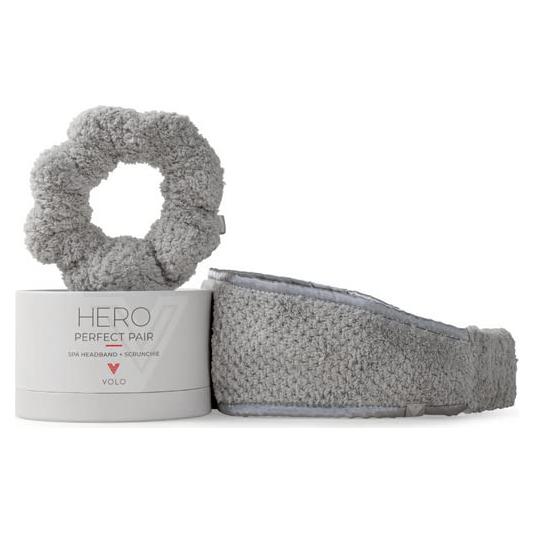 Set Diadema Spa y Scrunchie VOLO Luna Gray - Microfibra Suave