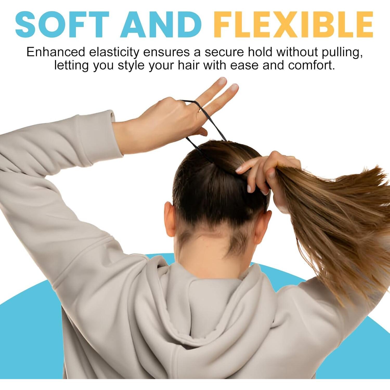 Lazos para Cabello Sin Costuras HOYOLS 100 Pcs Negro 4 cm