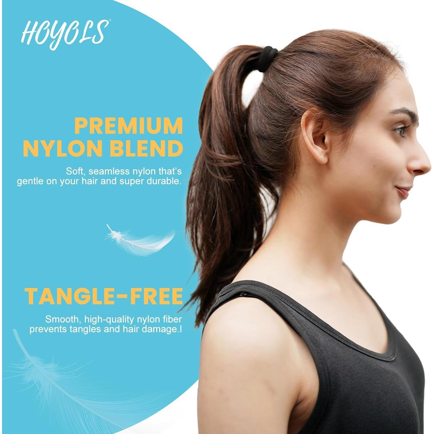 Lazos para Cabello Sin Costuras HOYOLS 100 Pcs Negro 4 cm