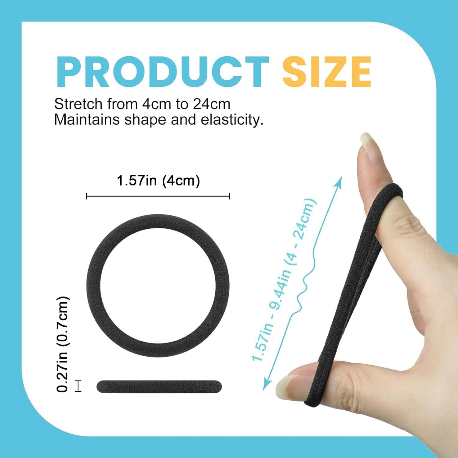 Lazos para Cabello Sin Costuras HOYOLS 100 Pcs Negro 4 cm