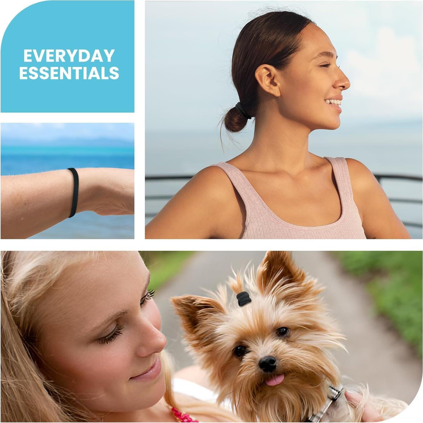 Lazos para Cabello Sin Costuras HOYOLS 100 Pcs Negro 4 cm