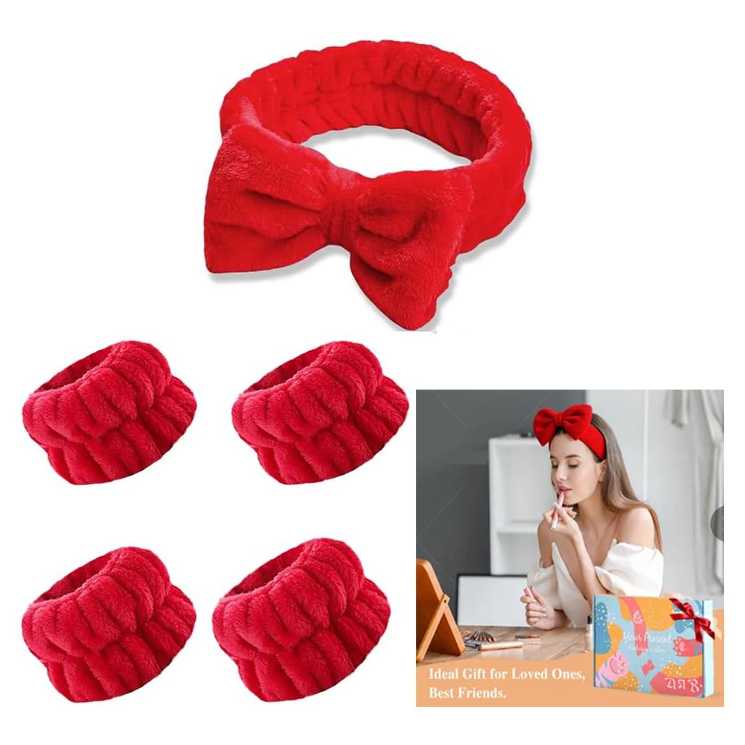Conjunto Diadema y Pulsera Cuidado Piel xkrt1688 Rojo