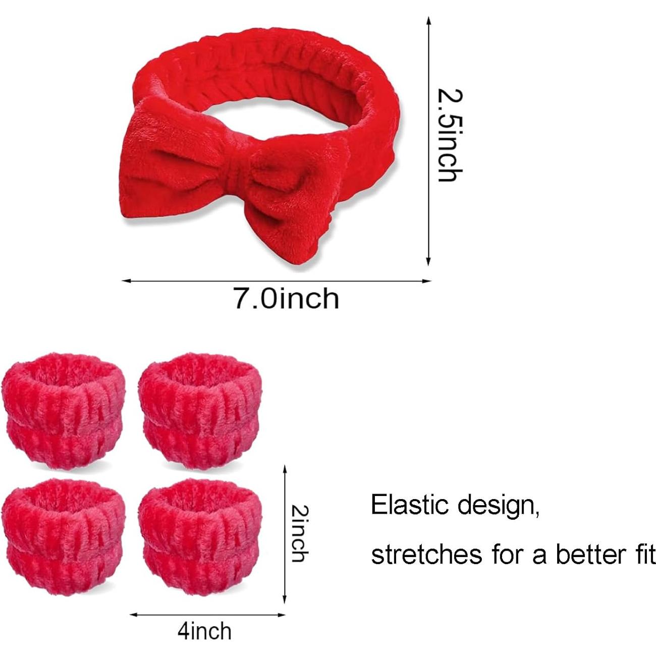 Conjunto Diadema y Pulsera Cuidado Piel xkrt1688 Rojo