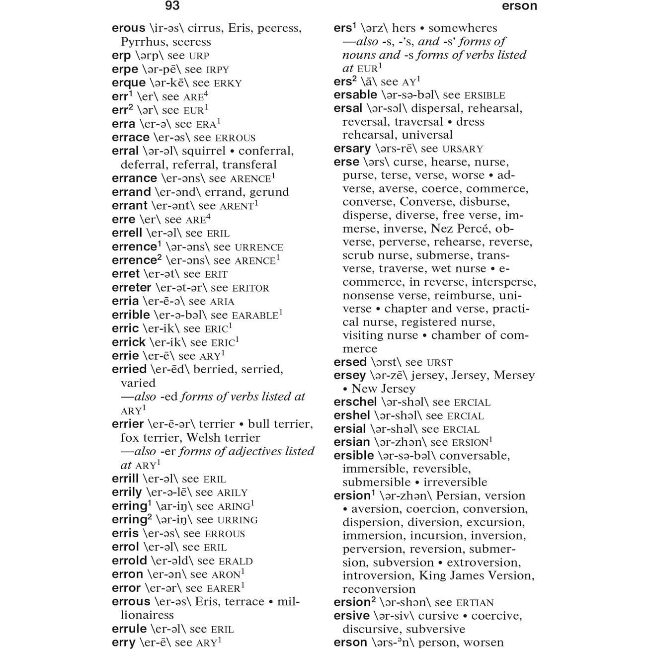 Webster's Rhyming Dictionary, Newest Edition