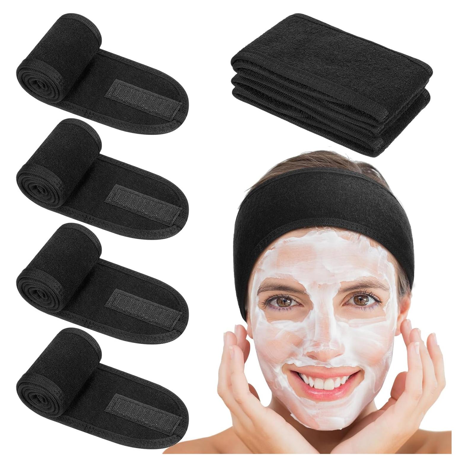 Paquete de 4 bandas de cabeza Obeoby para spa y maquillaje