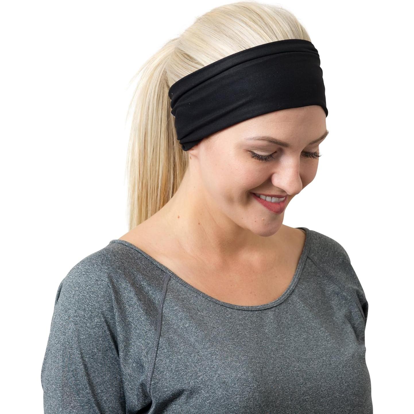 Banda Deportiva Estirable RiptGear para Mujeres - Antideslizante y Absorbente de Sudor - Ideal para Yoga y Gimnasio - Color Negro