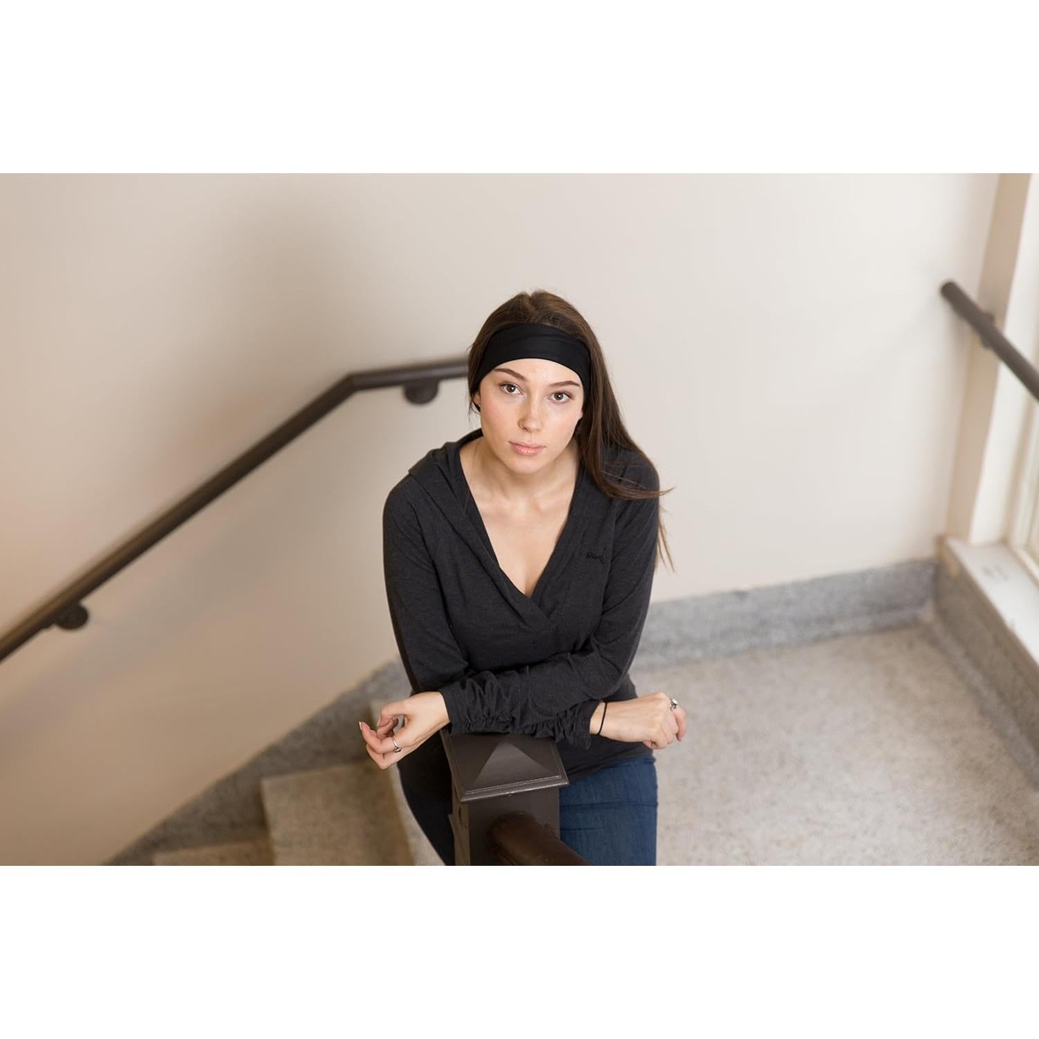 Banda Deportiva Estirable RiptGear para Mujeres - Antideslizante y Absorbente de Sudor - Ideal para Yoga y Gimnasio - Color Negro