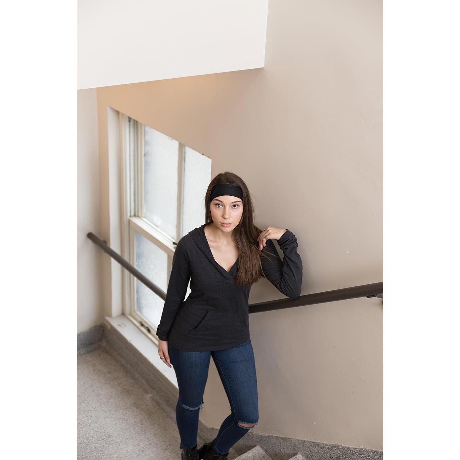 Banda Deportiva Estirable RiptGear para Mujeres - Antideslizante y Absorbente de Sudor - Ideal para Yoga y Gimnasio - Color Negro