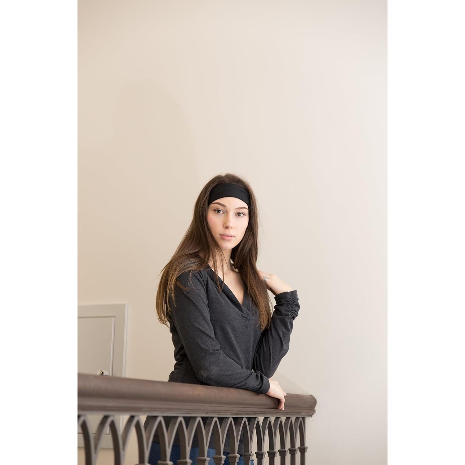 Banda Deportiva Estirable RiptGear para Mujeres - Antideslizante y Absorbente de Sudor - Ideal para Yoga y Gimnasio - Color Negro