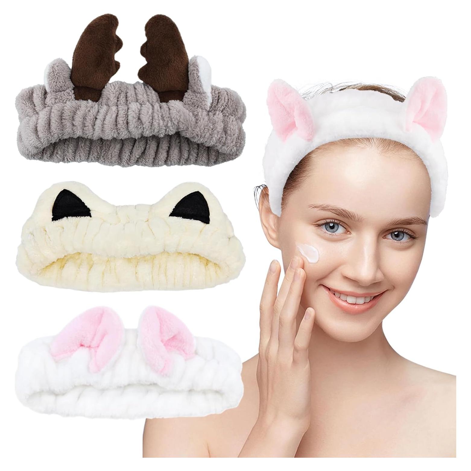 3 Bandas de Maquillaje Spa SHEHARUHI Microfibra Suave