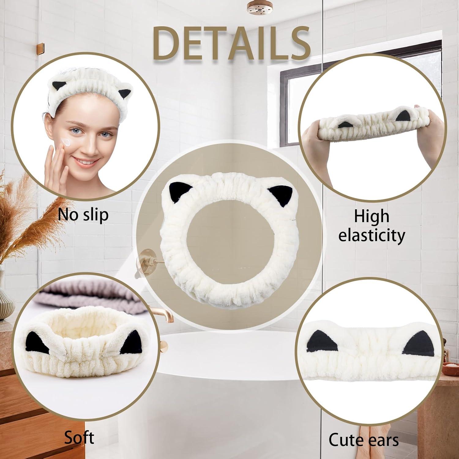 3 Bandas de Maquillaje Spa SHEHARUHI Microfibra Suave