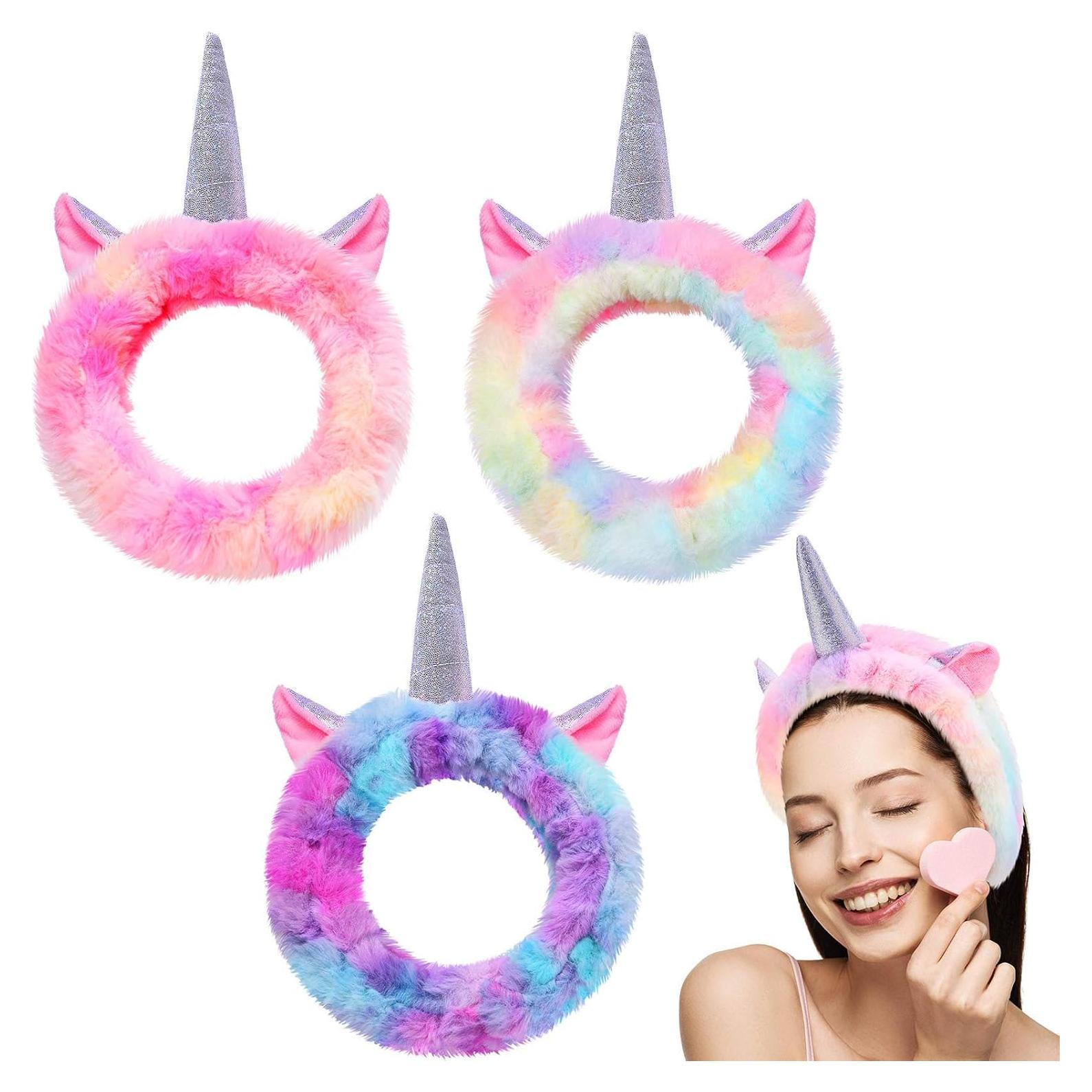 3 Diademas de Unicornio Chuangdi para Maquillaje y Spa