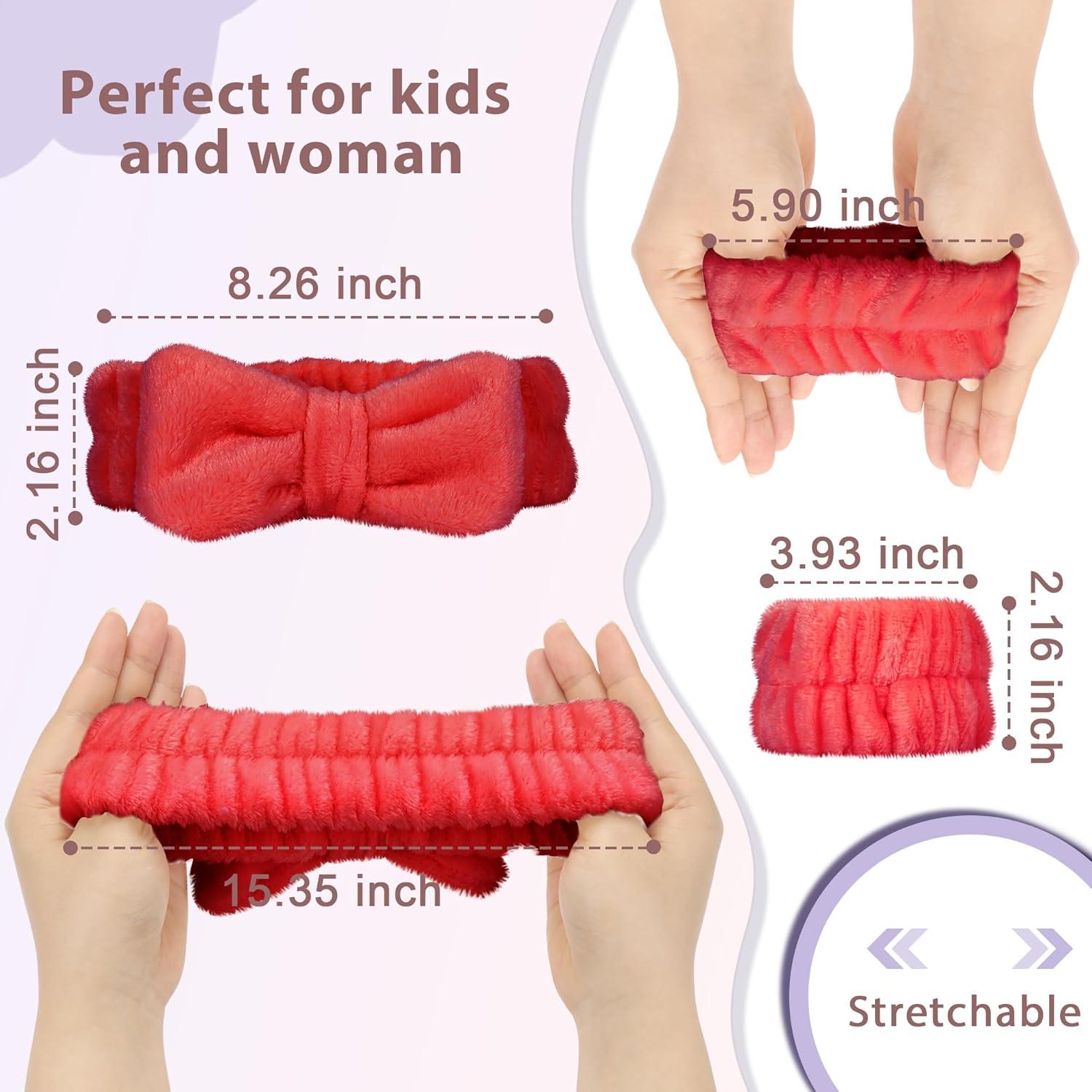 Crosize Set de Diademas y Muñequera para Cuidado Facial Rojo