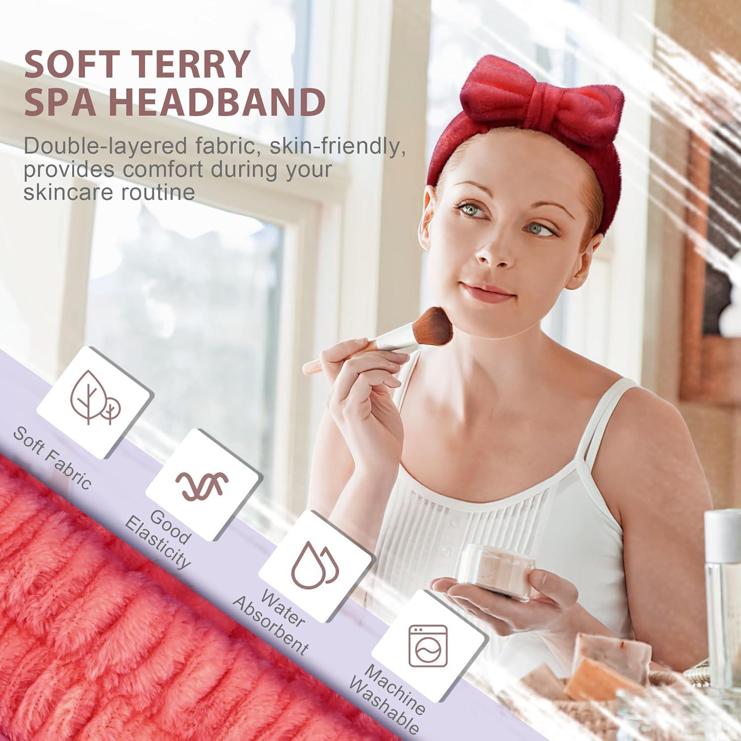 Crosize Set de Diademas y Muñequera para Cuidado Facial Rojo