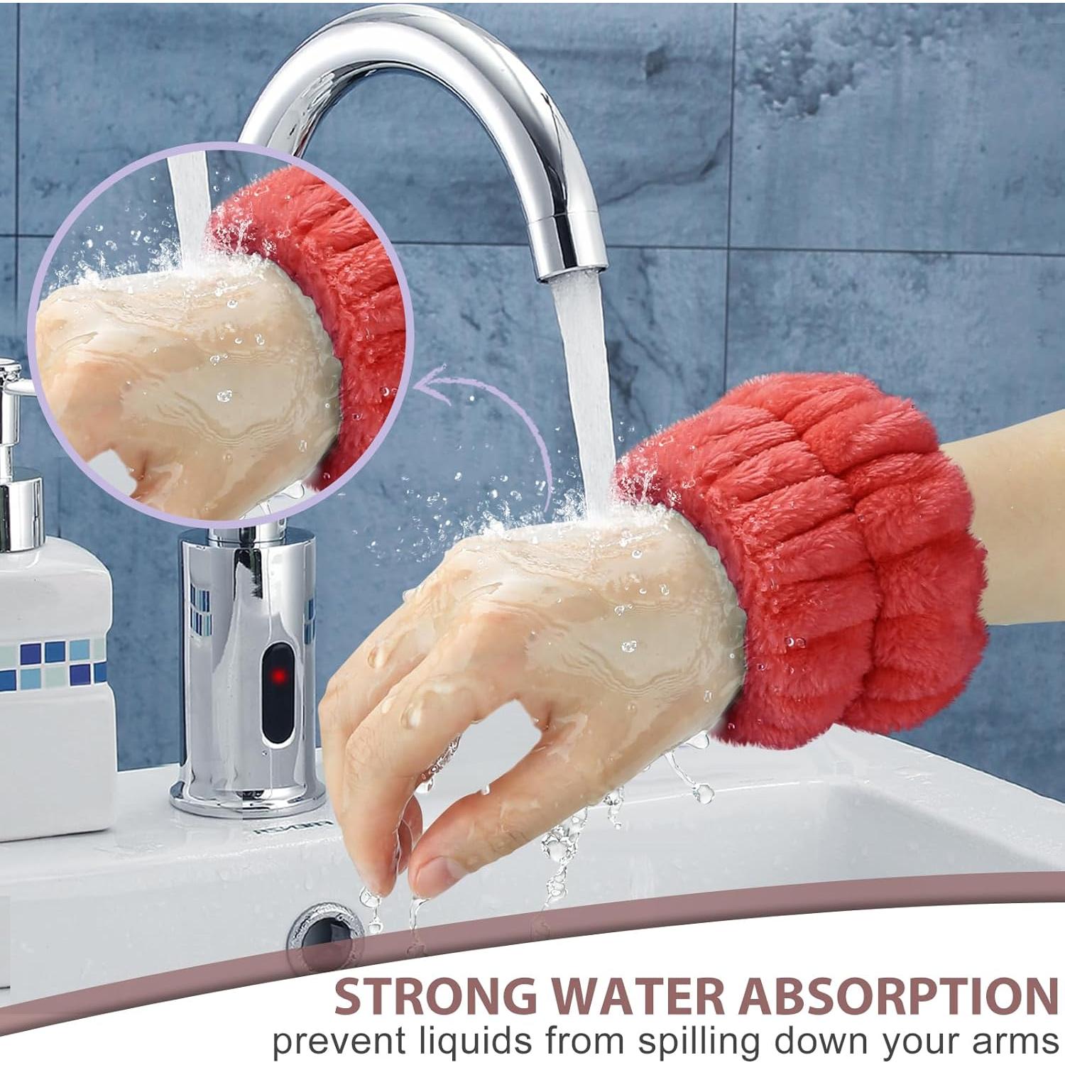 Crosize Set de Diademas y Muñequera para Cuidado Facial Rojo