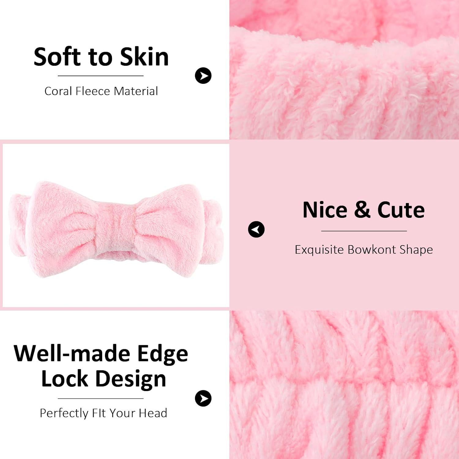 Set de Lavado de Cara AMCAMI 6 Piezas Rosa - Bandas y Muñequera