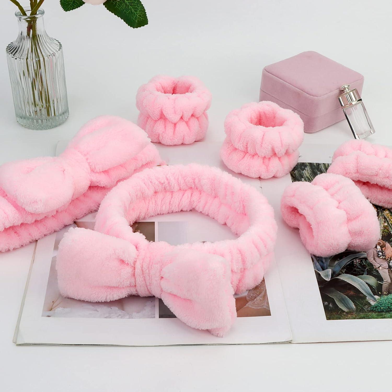 Set de Lavado de Cara AMCAMI 6 Piezas Rosa - Bandas y Muñequera