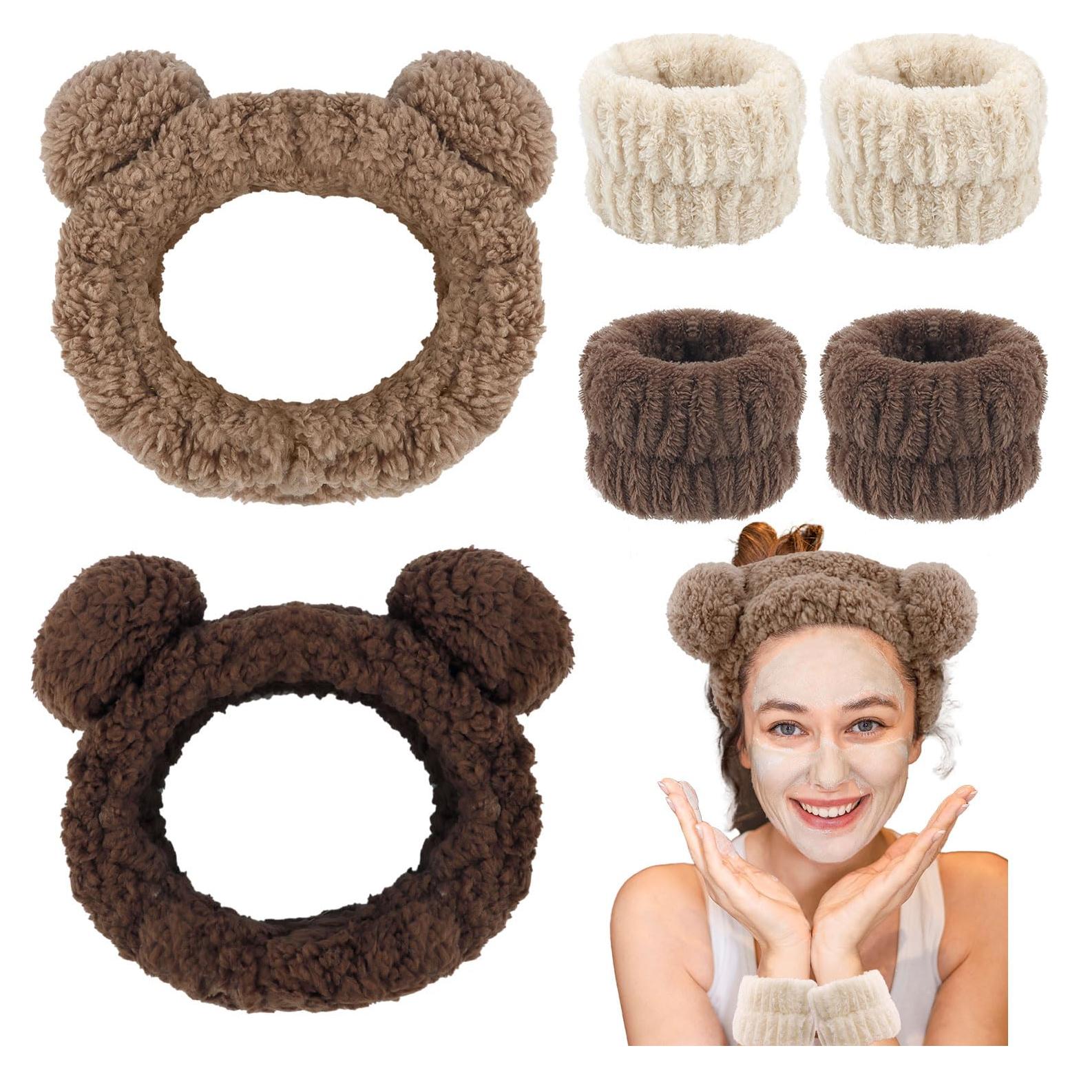 Conjunto de Diadema y Pulseras de Spa Atoden - Oso Marrón