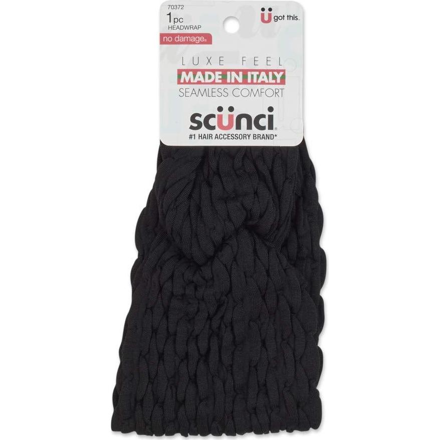 Diadema Extra Ancha Scünci by Conair Negra Hecha en Italia