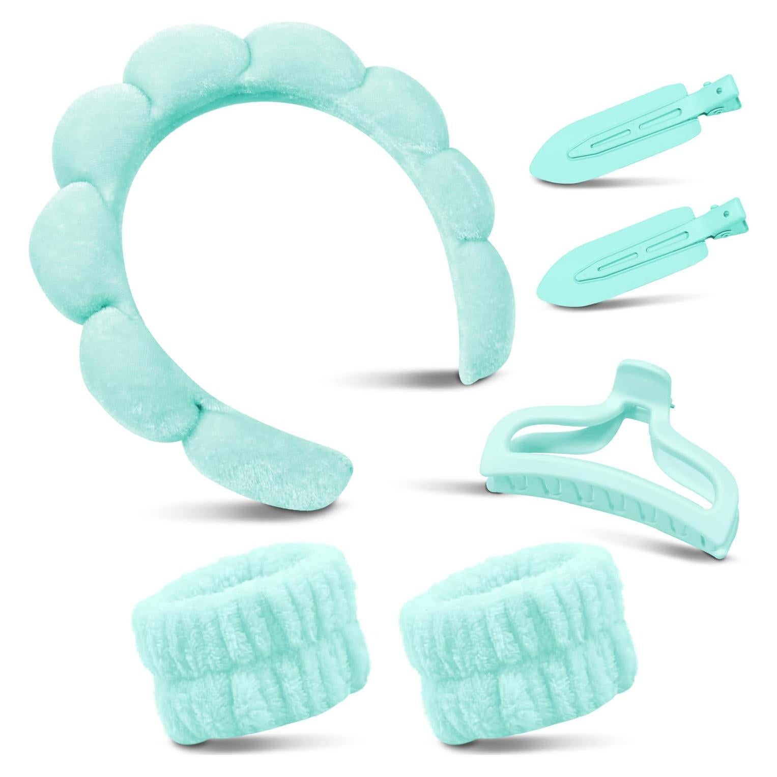 Diadema de Spa para Lavar la Cara Mis Cosas Novedosas Verde 6PK