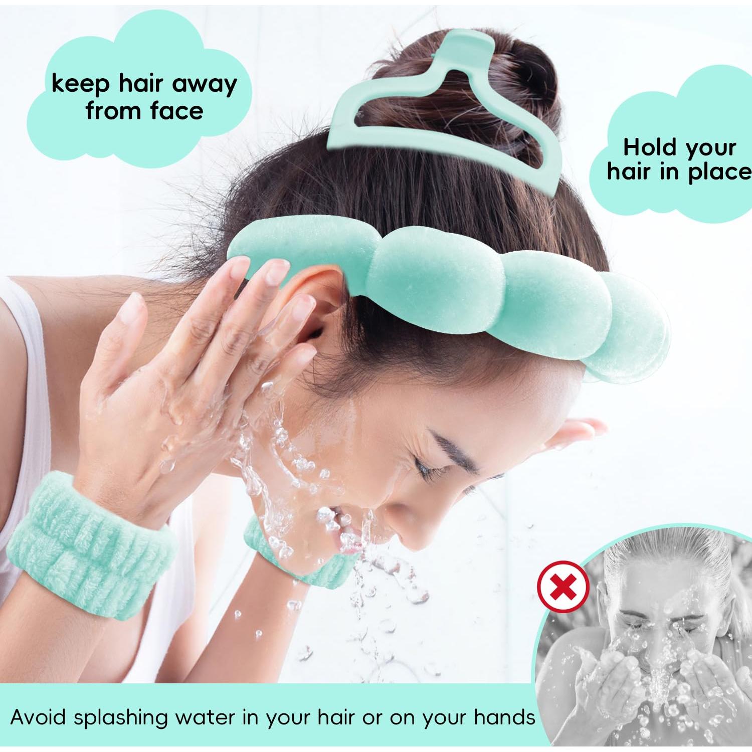 Diadema de Spa para Lavar la Cara Mis Cosas Novedosas Verde 6PK