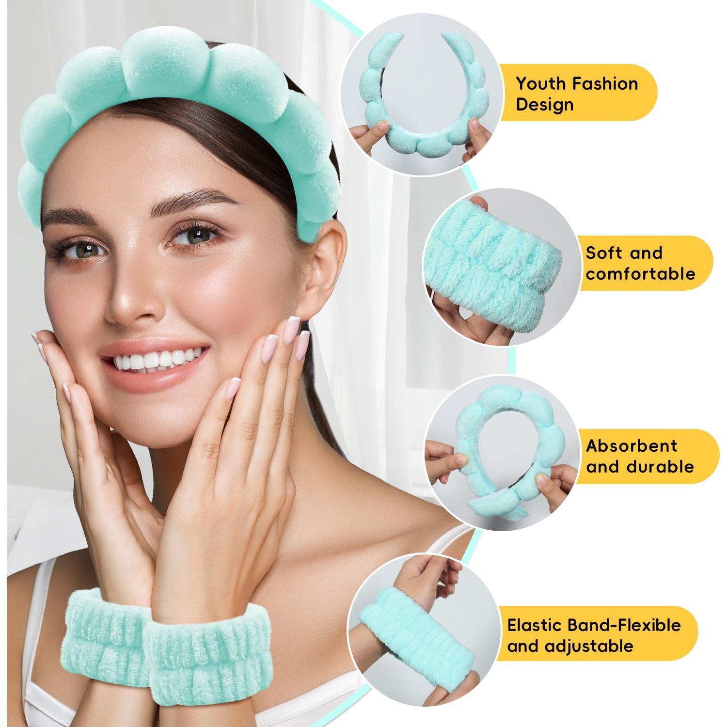 Diadema de Spa para Lavar la Cara Mis Cosas Novedosas Verde 6PK