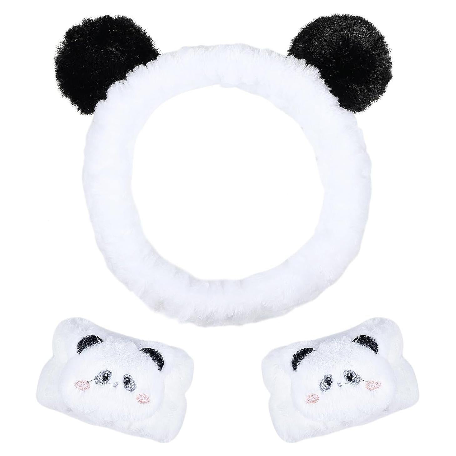 Diadema de Peluche Panda Miroksh con Pulseras Spa - Cuidado Facial