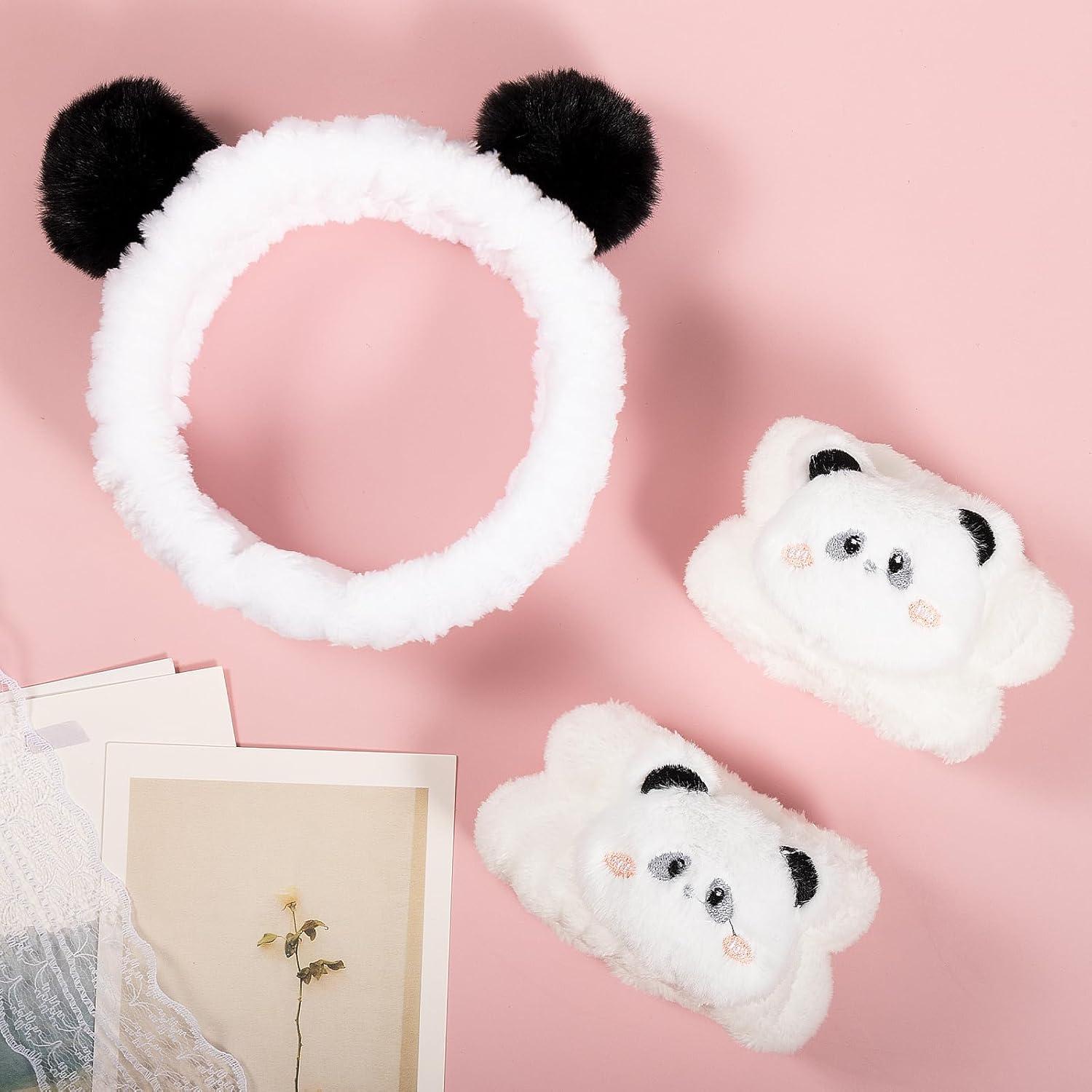 Diadema de Peluche Panda Miroksh con Pulseras Spa - Cuidado Facial