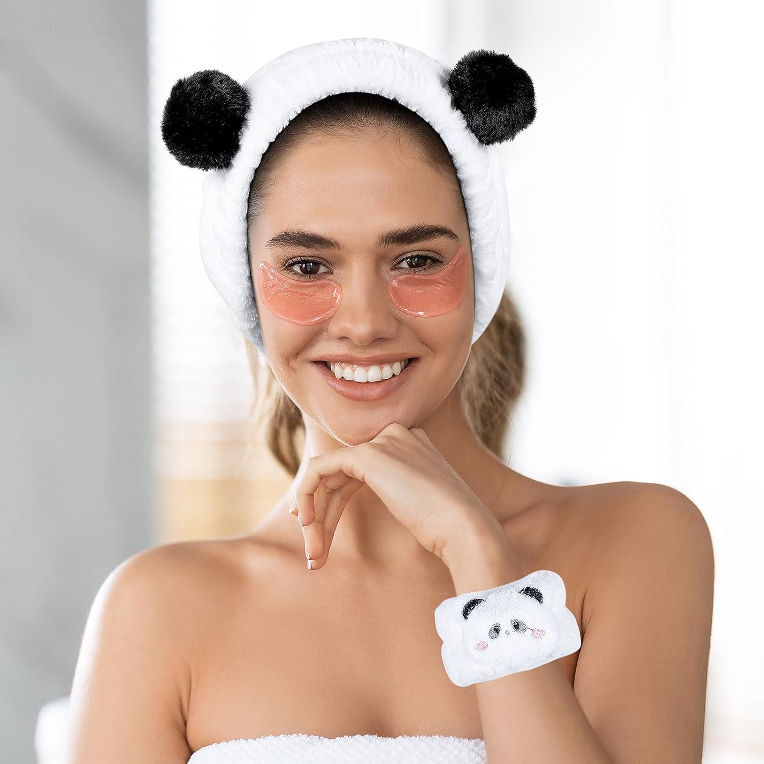 Diadema de Peluche Panda Miroksh con Pulseras Spa - Cuidado Facial