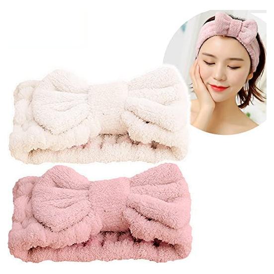 Diadema de Microfibra Jseng para Ducha y Maquillaje - Beige/Rosa
