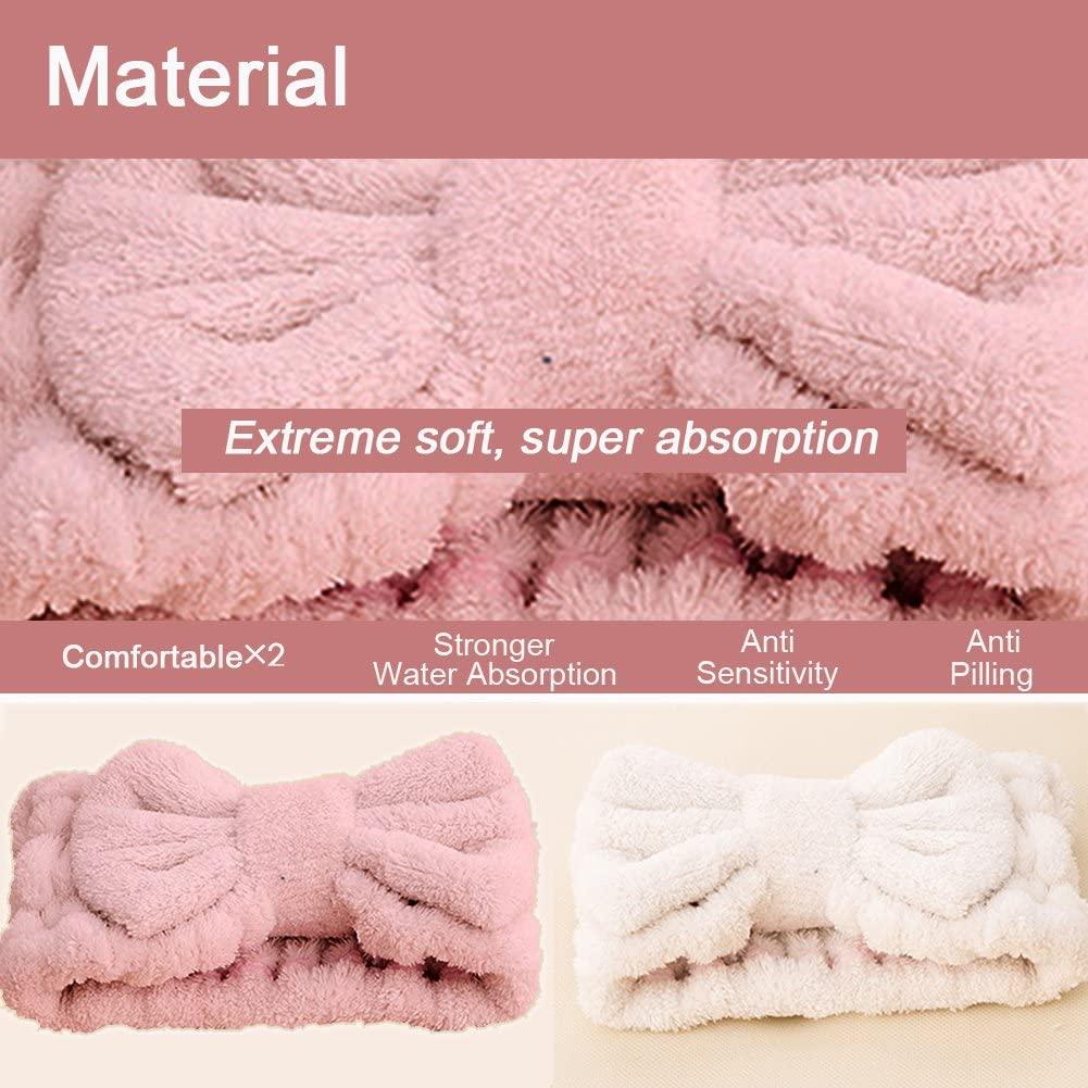 Diadema de Microfibra Jseng para Ducha y Maquillaje - Beige/Rosa