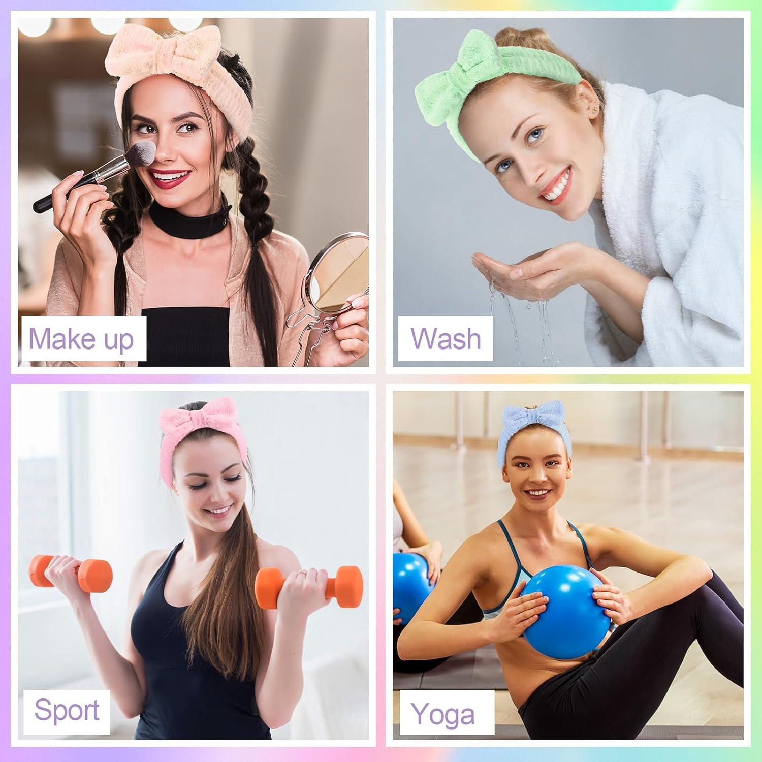 Diademas de Spa WILLBOND 48 Piezas Franela Pastel Ajustables