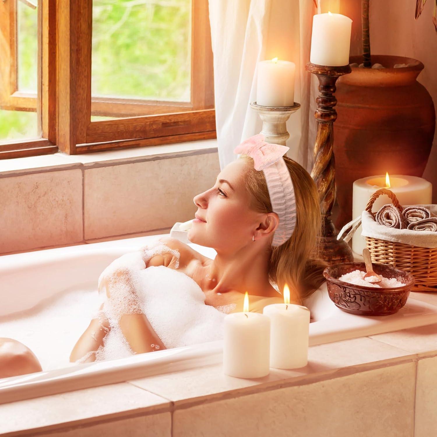 Diademas de Spa WILLBOND 48 Piezas Franela Pastel Ajustables