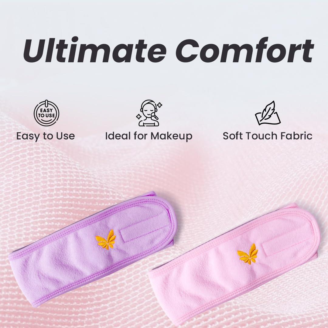 Diadema de Spa PRAIMY Rosa Microfibra Ajustable para Cuidado Facial