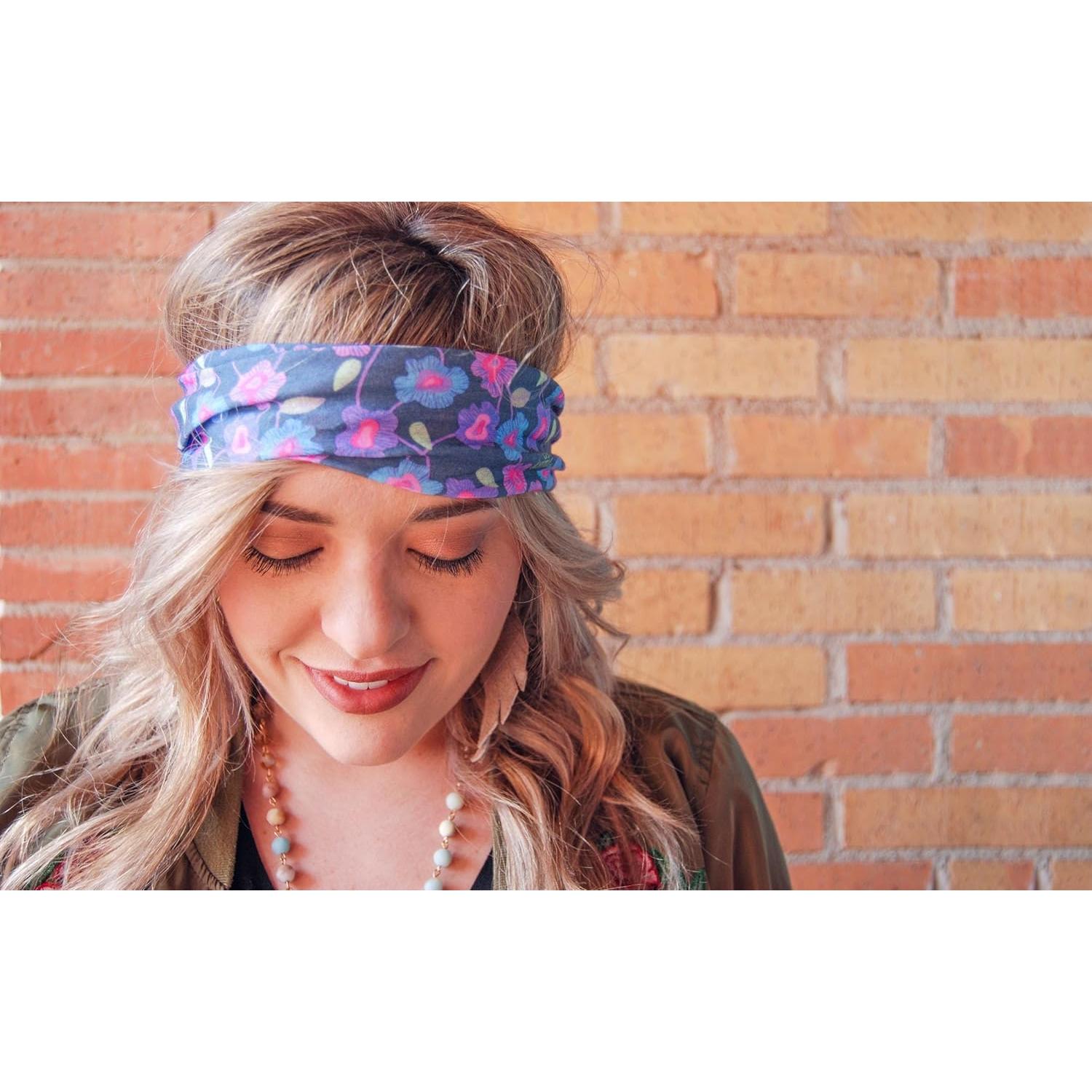 Diadema delgada para mujeres Karma - Rosa y azul - 100% poliéster