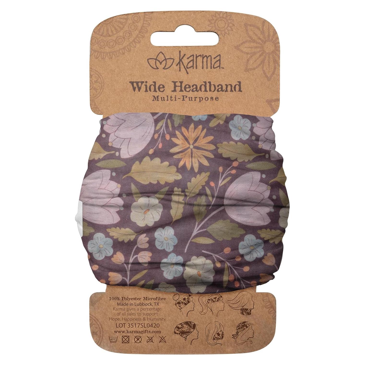 Diadema Ancha de Tela Karma para Mujeres - Púrpura y Verde