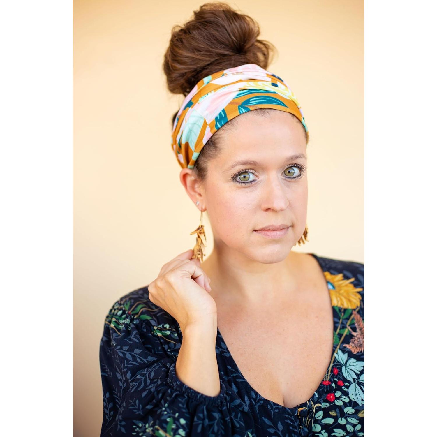 Diadema Ancha de Tela Karma para Mujeres - Púrpura y Verde